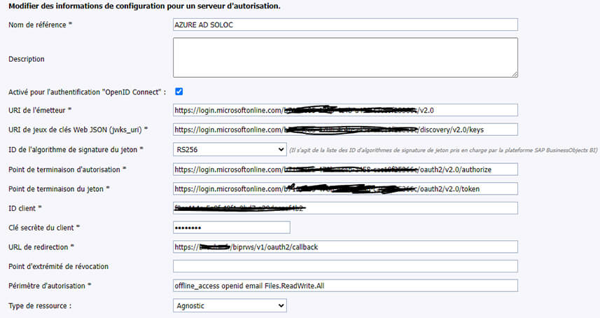 Utiliser Azure comme fournisseur d’identité avec SAP BI 4.3 SP02