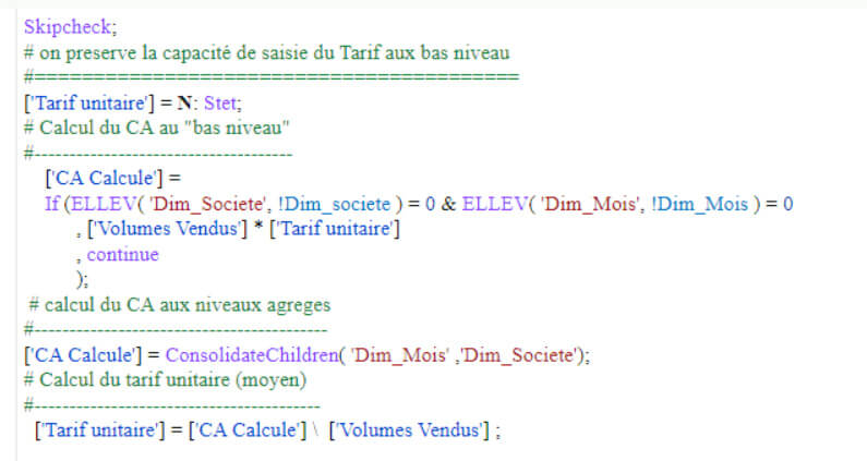 Utilisation des consolidations dans Planning Analytics