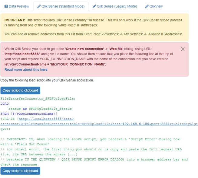 Qlik Sense - Webconnectors SFTP