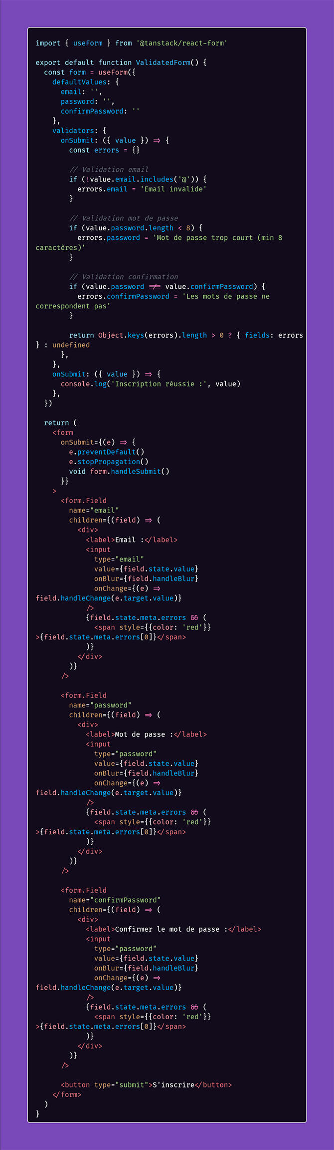 Mettre en place des formulaires avancés avec Tanstack Form