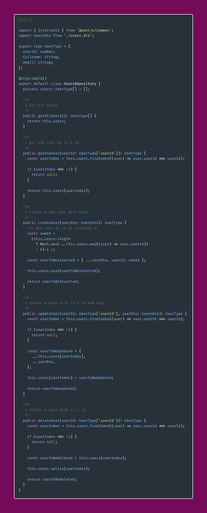 Créer une CRUD avec NestJs
