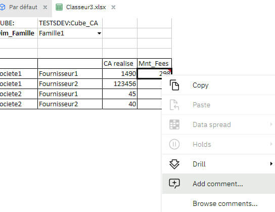 Planning Analytics - Gestion des annotations et commentaires des cellules de cube