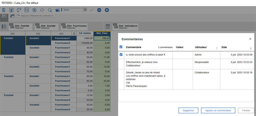 Planning Analytics - Gestion des annotations et commentaires des cellules de cube