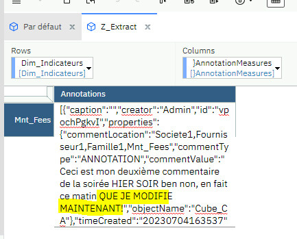 Planning Analytics - Gestion des annotations et commentaires des cellules de cube