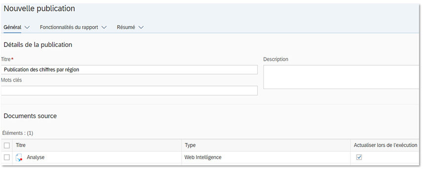 Les publications dans SAP BI 4.3